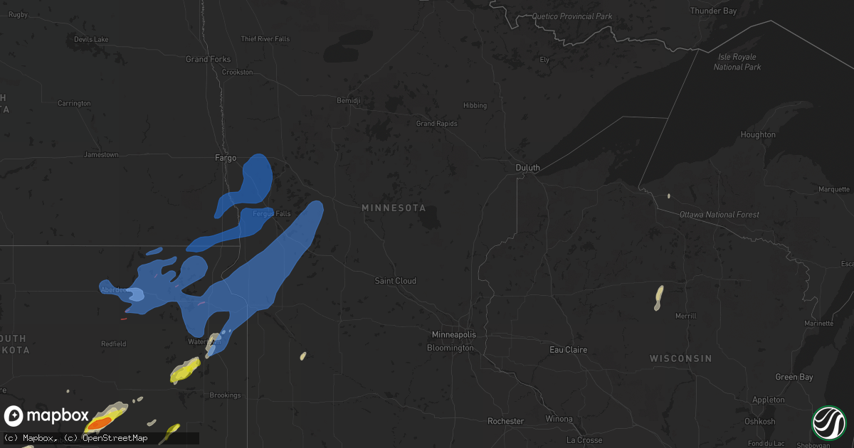 Hail map in Minnesota on October 9, 2021