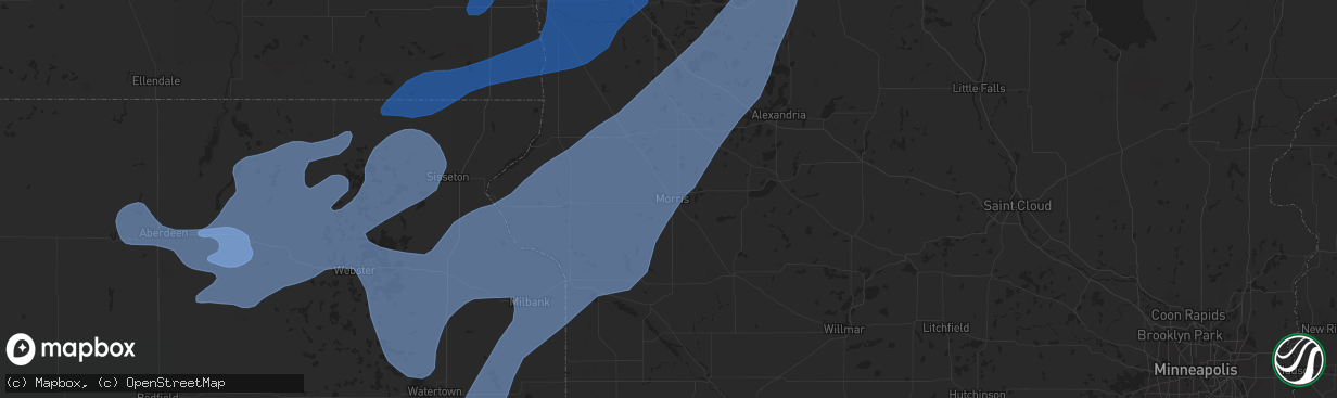 Hail map in Morris, MN on October 9, 2021