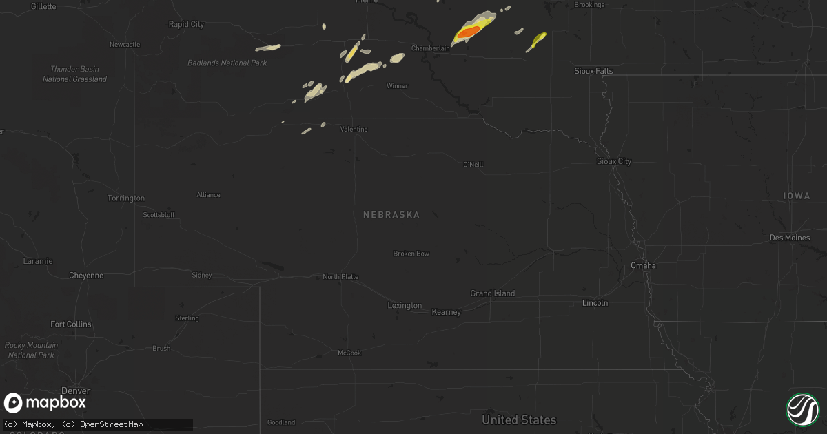 Hail map in Nebraska on October 9, 2021