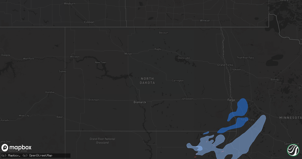 Hail map in North Dakota on October 9, 2021