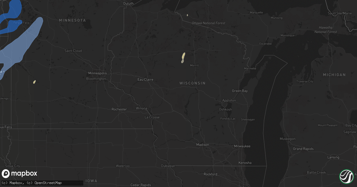 Hail map in Wisconsin on October 9, 2021