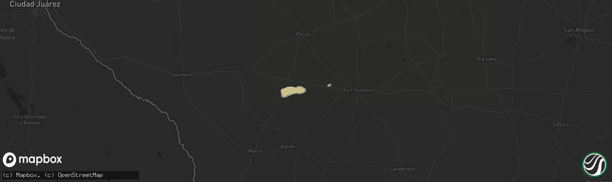 Hail map in Fort Stockton, TX on October 9, 2022