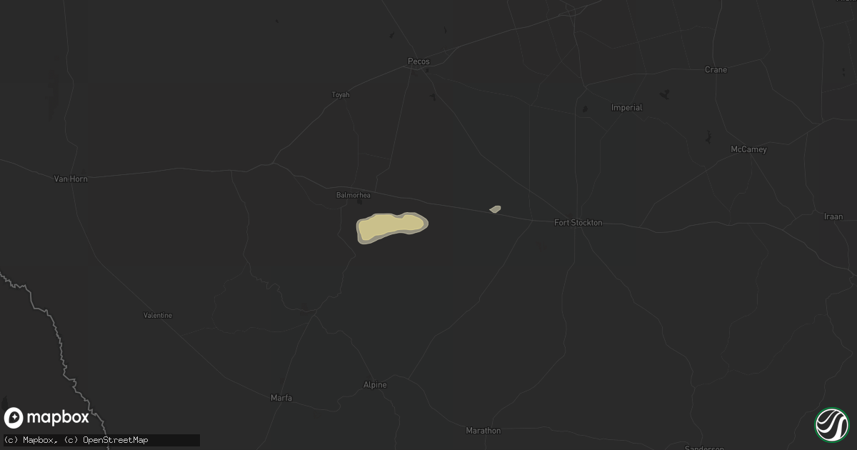 Hail map in Fort Stockton, TX on October 9, 2022