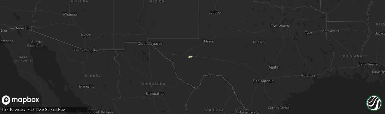 Hail map in Texas on October 9, 2022