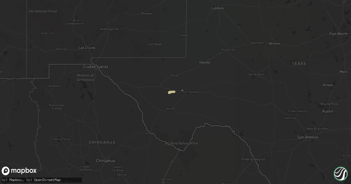Hail map in Texas on October 9, 2022
