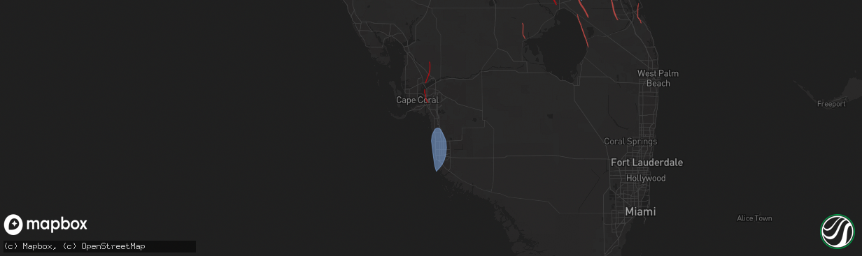 Hail map in Bonita Springs, FL on October 9, 2024