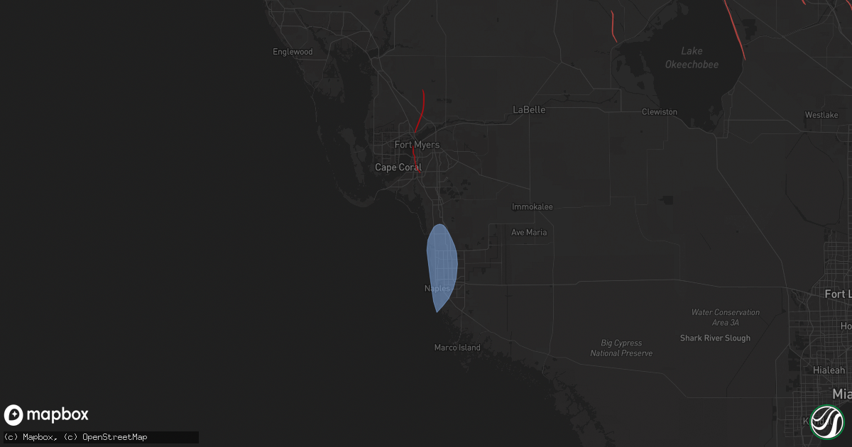 Hail map in Bonita Springs, FL on October 9, 2024