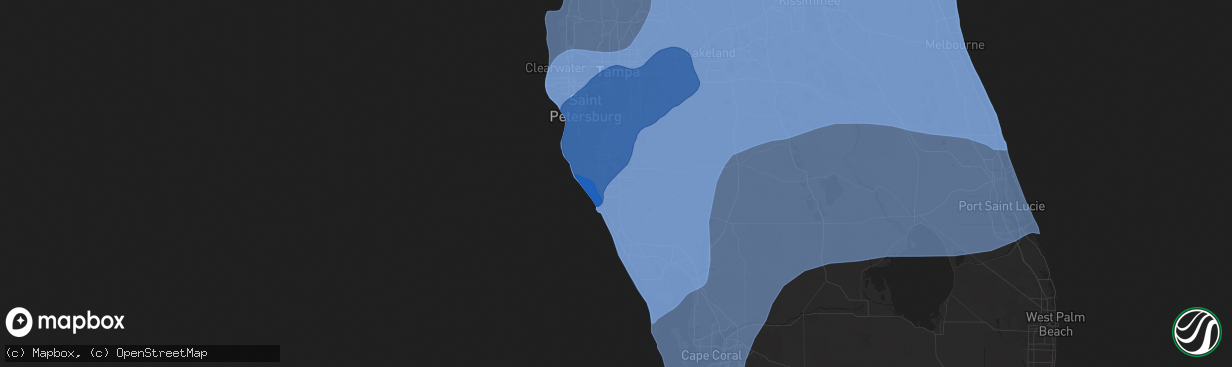 Hail map in Bradenton, FL on October 9, 2024