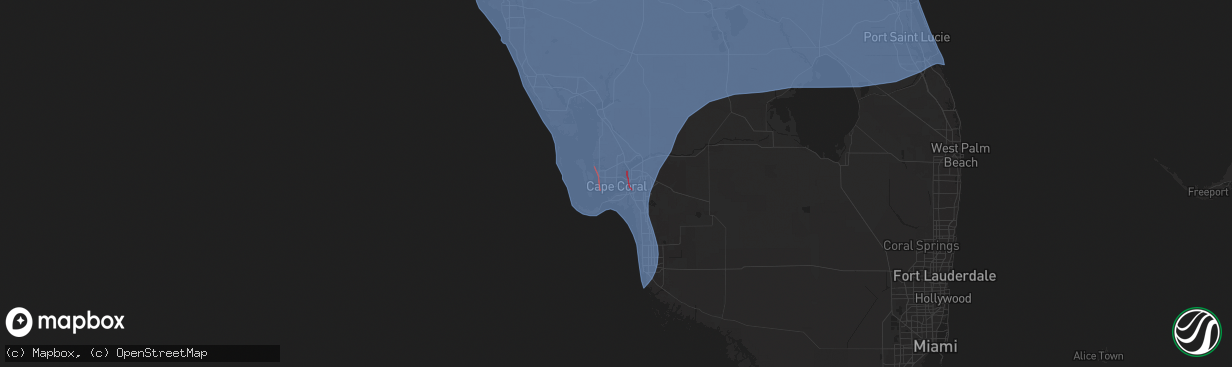 Hail map in Cape Coral, FL on October 9, 2024