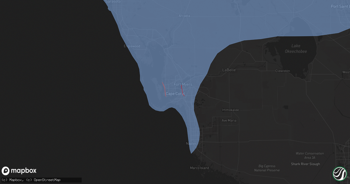 Hail map in Cape Coral, FL on October 9, 2024