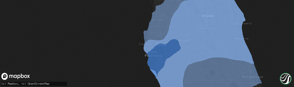 Hail map in Clearwater, FL on October 9, 2024