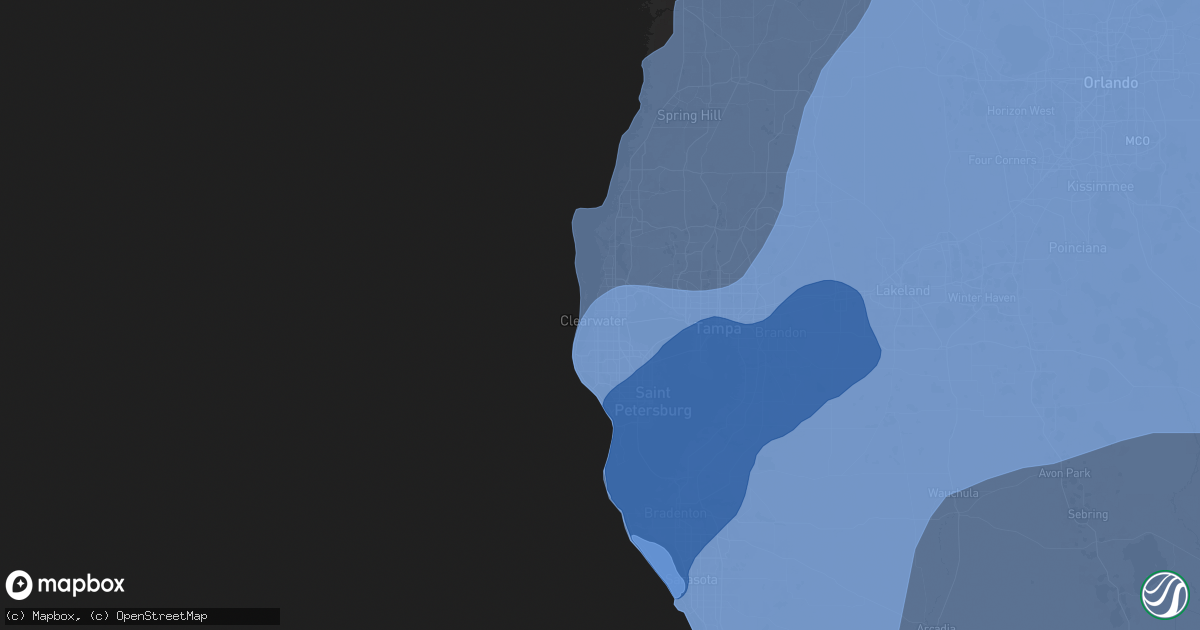 Hail map in Clearwater, FL on October 9, 2024