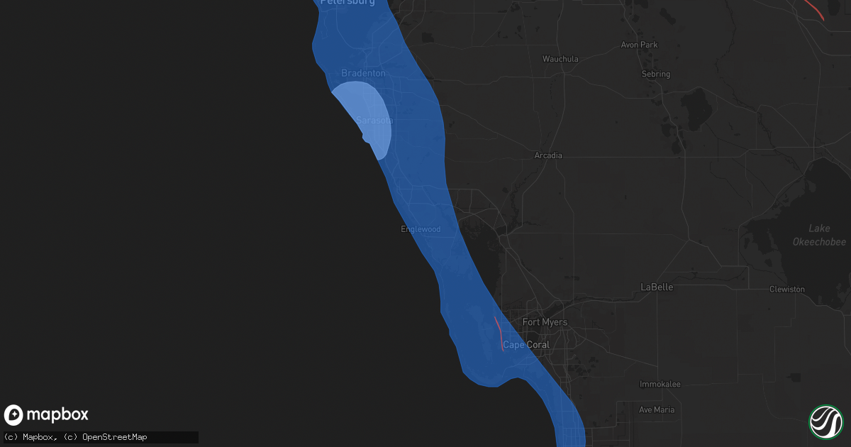 Hail map in Englewood, FL on October 9, 2024