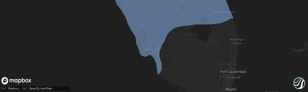 Hail map in Fort Myers, FL on October 9, 2024