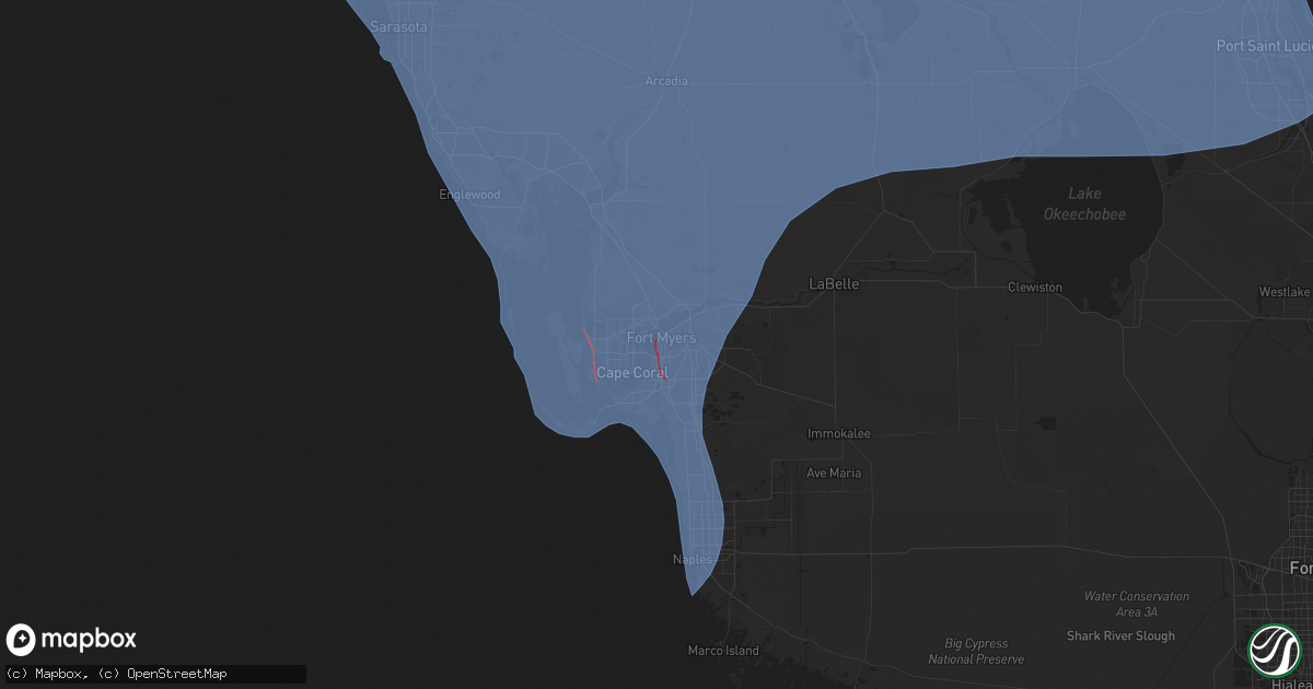 Hail map in Fort Myers, FL on October 9, 2024