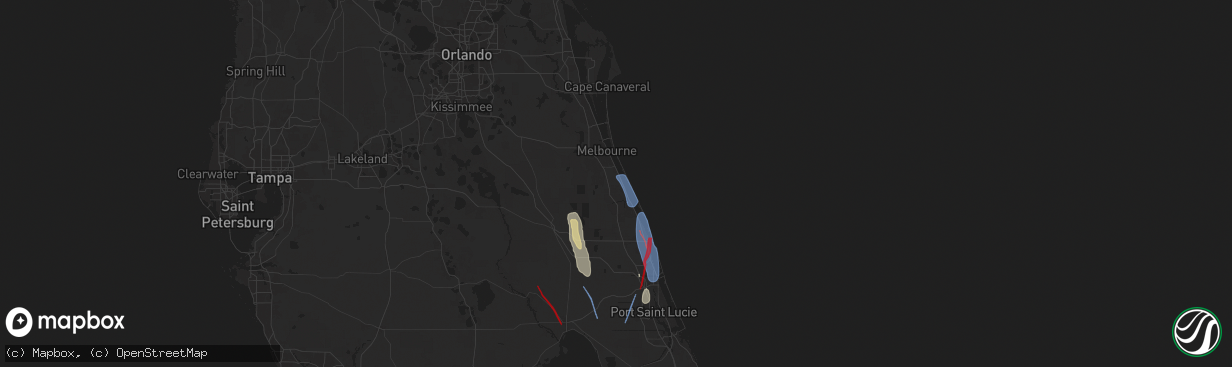 Hail map in Grant, FL on October 9, 2024