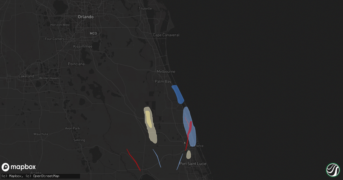 Hail map in Grant, FL on October 9, 2024