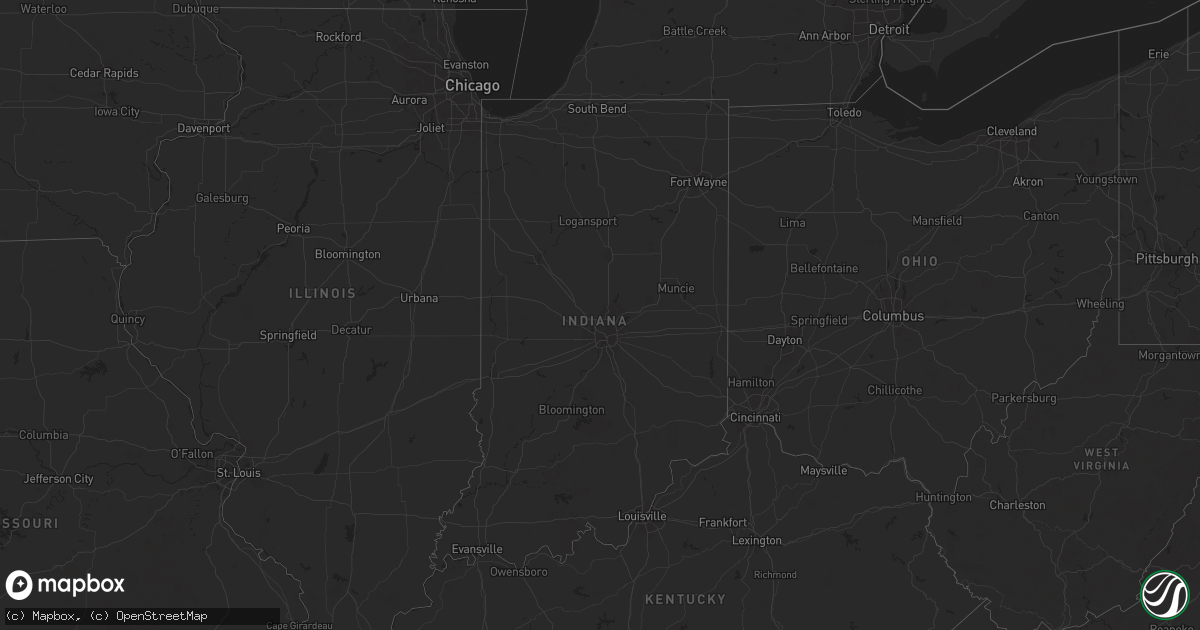 Hail map in Indiana on October 9, 2024