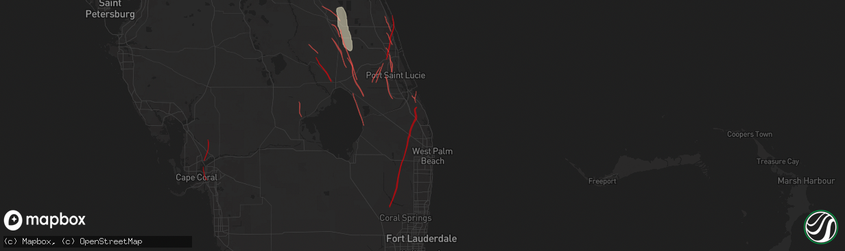 Hail map in Jupiter, FL on October 9, 2024