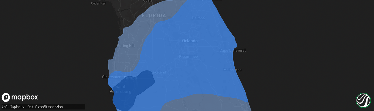 Hail map in Kissimmee, FL on October 9, 2024