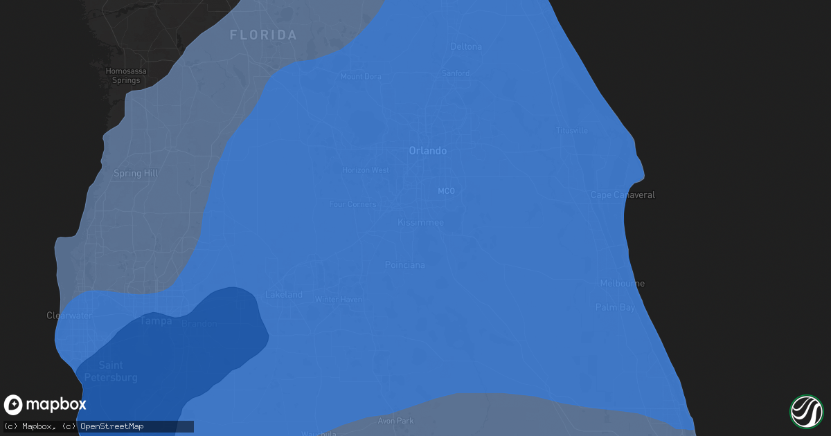 Hail map in Kissimmee, FL on October 9, 2024