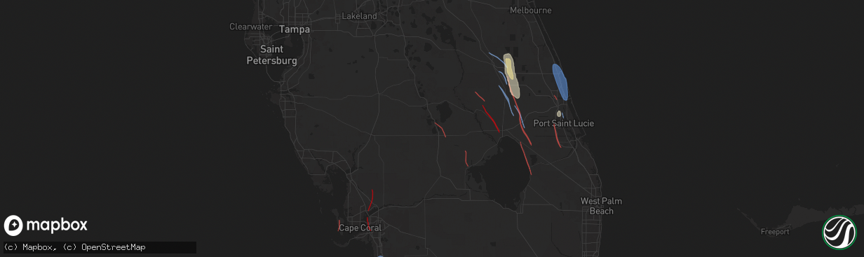 Hail map in Lake Placid, FL on October 9, 2024