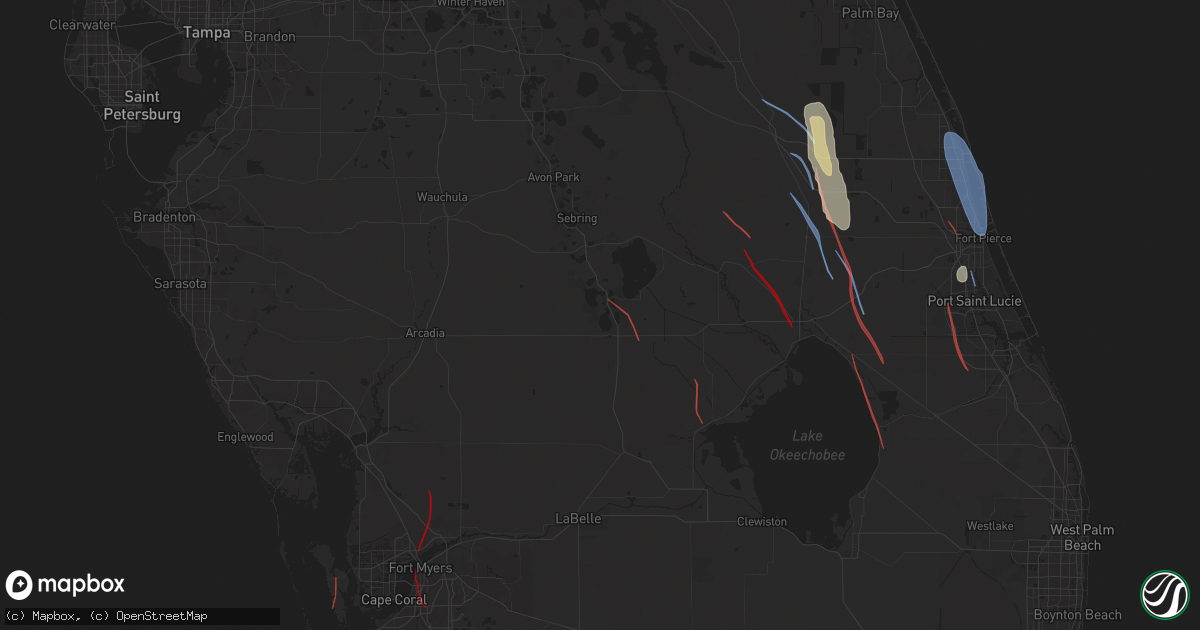 Hail map in Lake Placid, FL on October 9, 2024