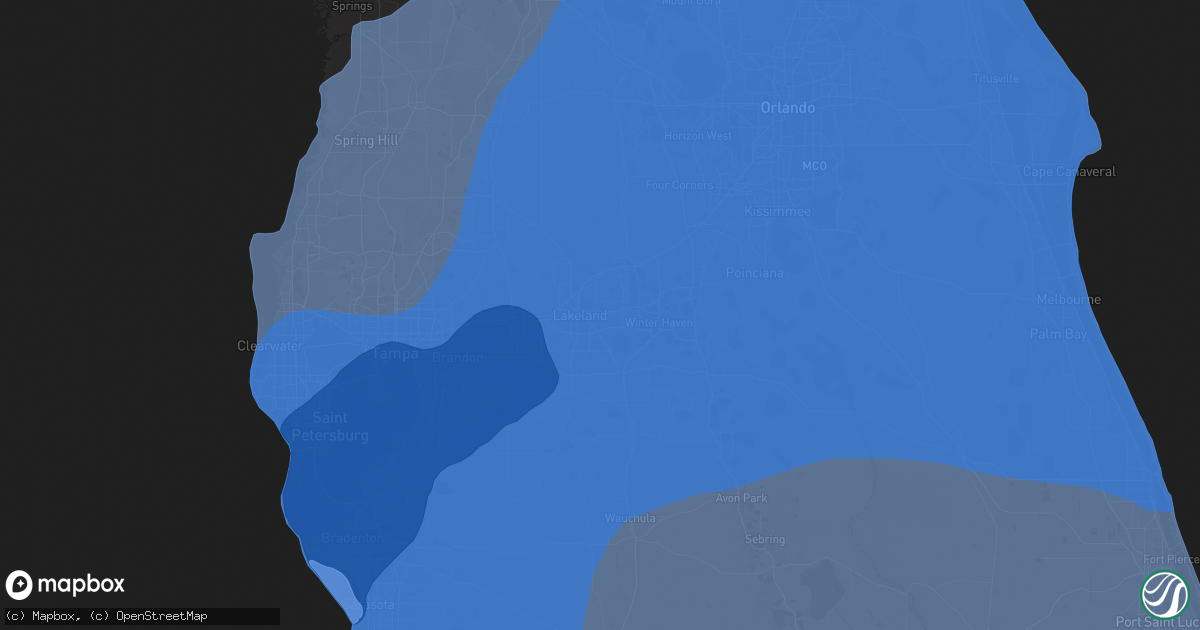 Hail map in Lakeland, FL on October 9, 2024