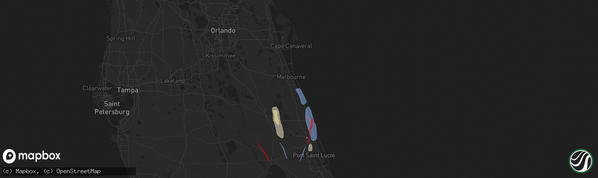 Hail map in Melbourne Beach, FL on October 9, 2024