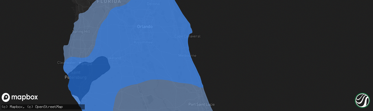 Hail map in Melbourne, FL on October 9, 2024