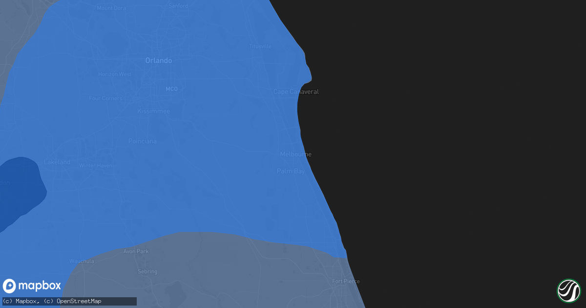 Hail map in Melbourne, FL on October 9, 2024