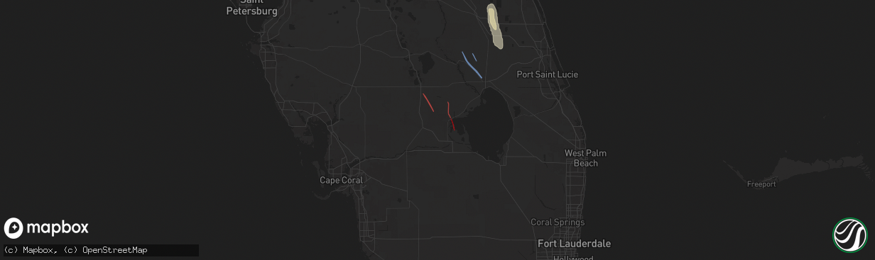 Hail map in Moore Haven, FL on October 9, 2024