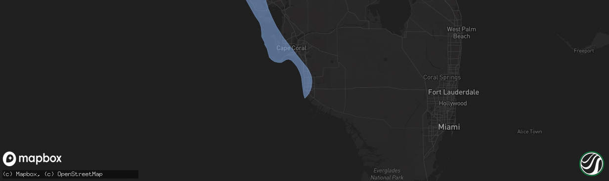 Hail map in Naples, FL on October 9, 2024