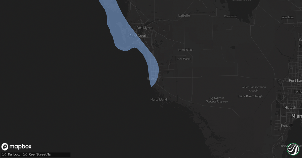 Hail map in Naples, FL on October 9, 2024
