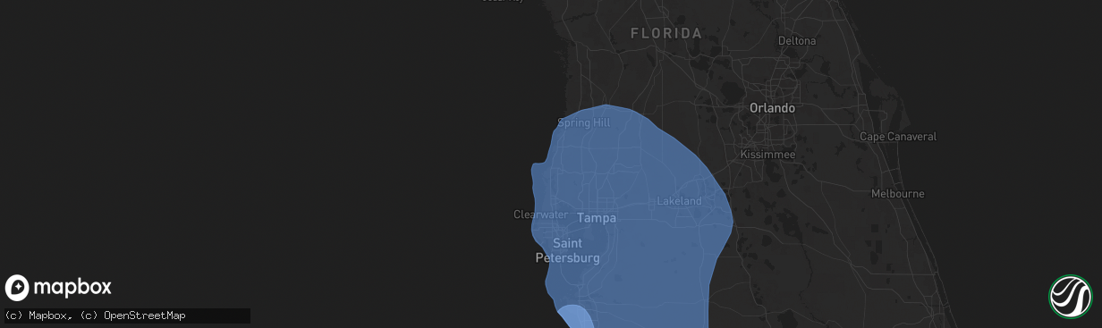 Hail map in New Port Richey, FL on October 9, 2024