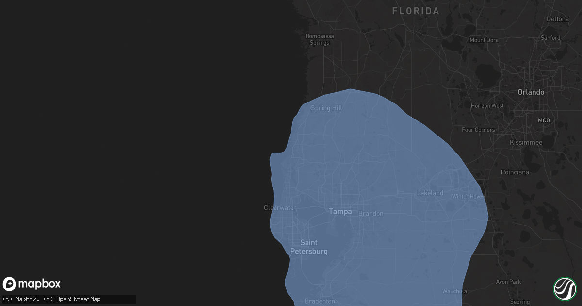 Hail map in New Port Richey, FL on October 9, 2024