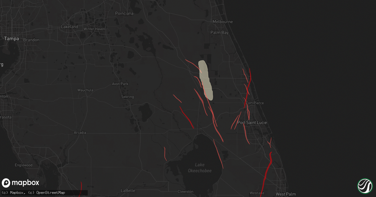 Hail map in Okeechobee, FL on October 9, 2024