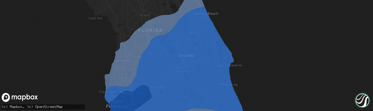 Hail map in Orlando, FL on October 9, 2024