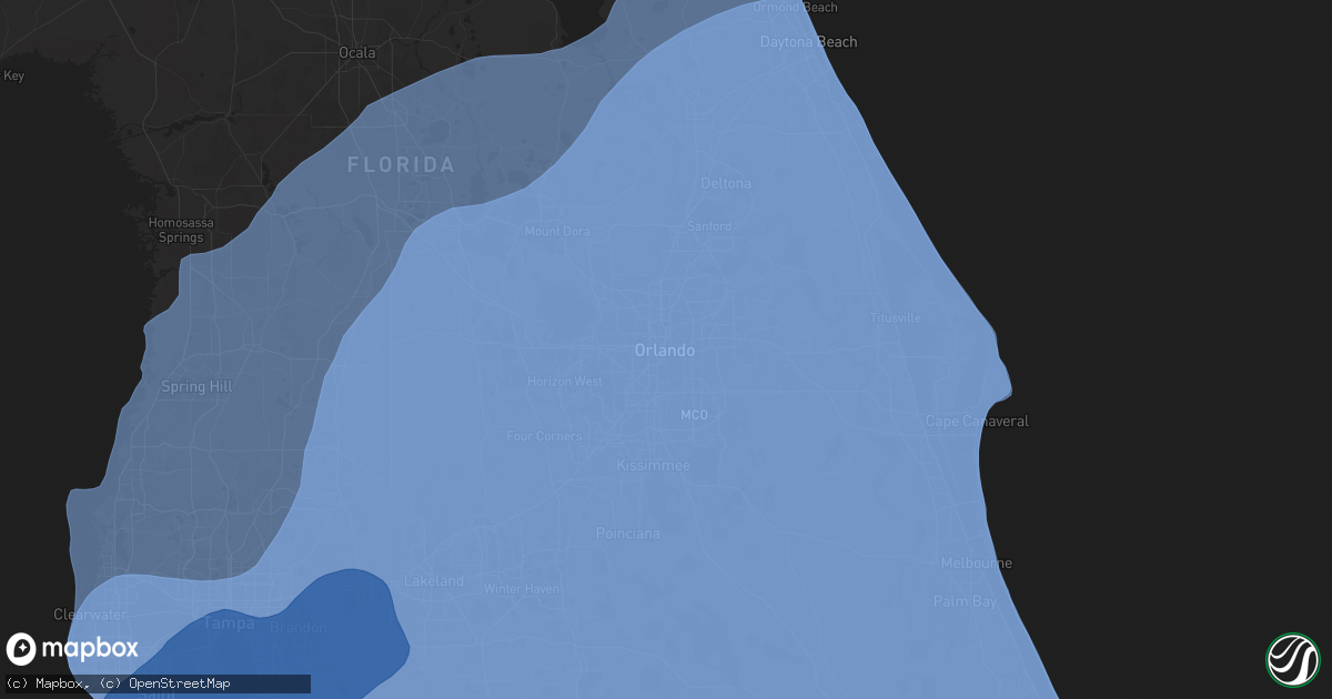 Hail map in Orlando, FL on October 9, 2024