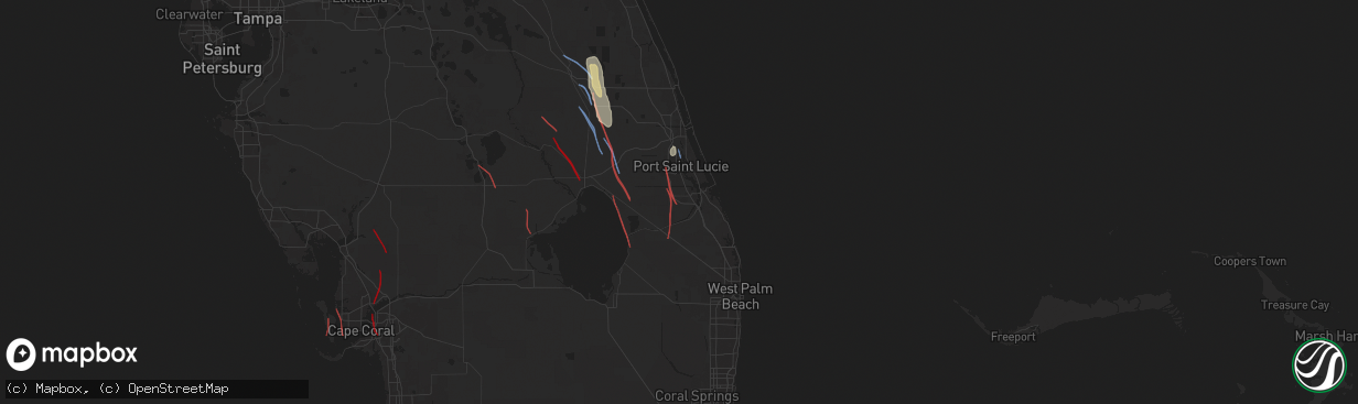 Hail map in Palm City, FL on October 9, 2024