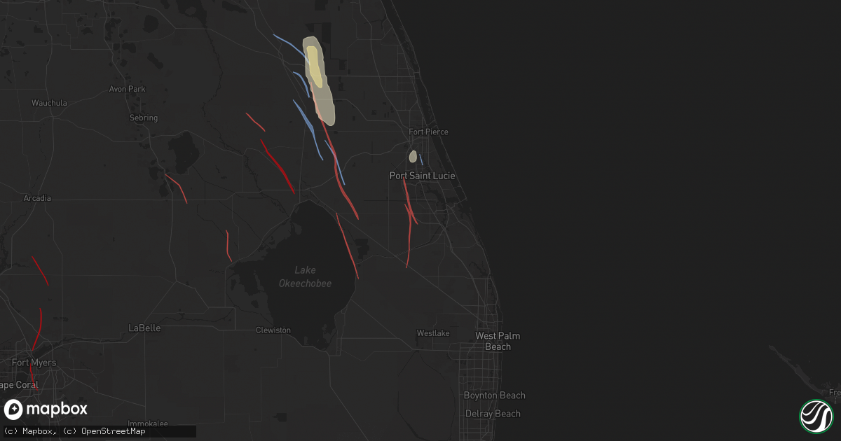 Hail map in Palm City, FL on October 9, 2024