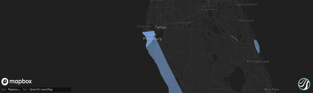 Hail map in Palmetto, FL on October 9, 2024