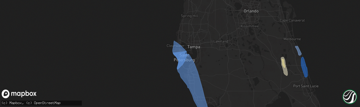 Hail map in Pinellas Park, FL on October 9, 2024