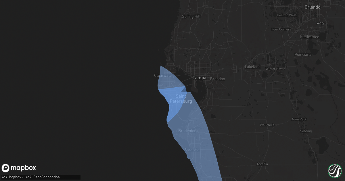 Hail map in Pinellas Park, FL on October 9, 2024