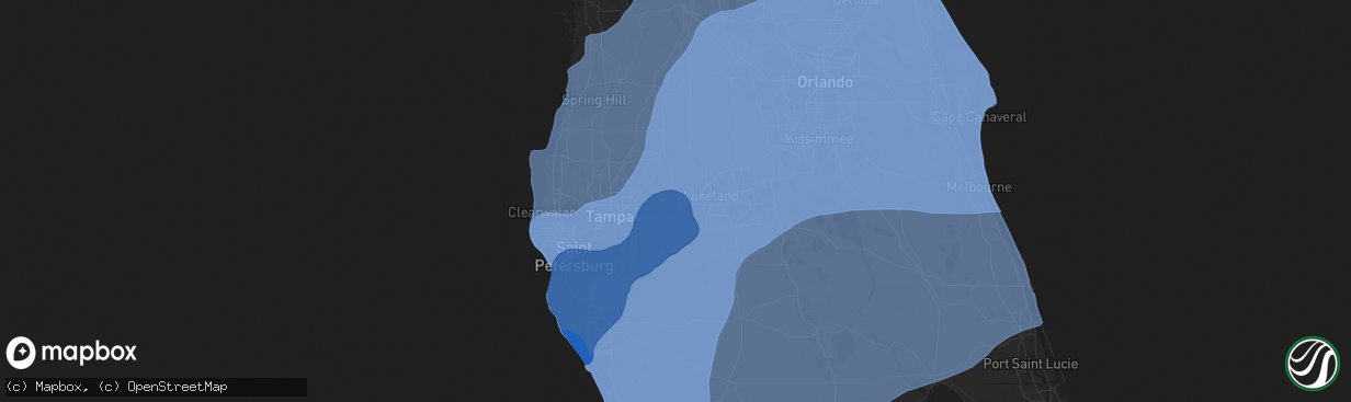 Hail map in Plant City, FL on October 9, 2024