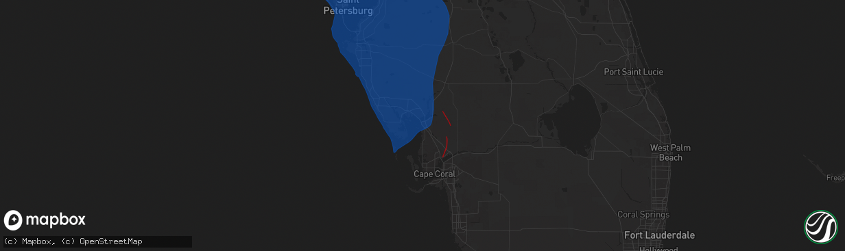 Hail map in Punta Gorda, FL on October 9, 2024