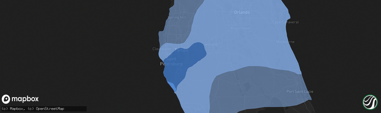 Hail map in Riverview, FL on October 9, 2024