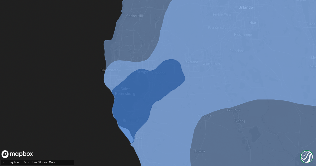 Hail map in Riverview, FL on October 9, 2024