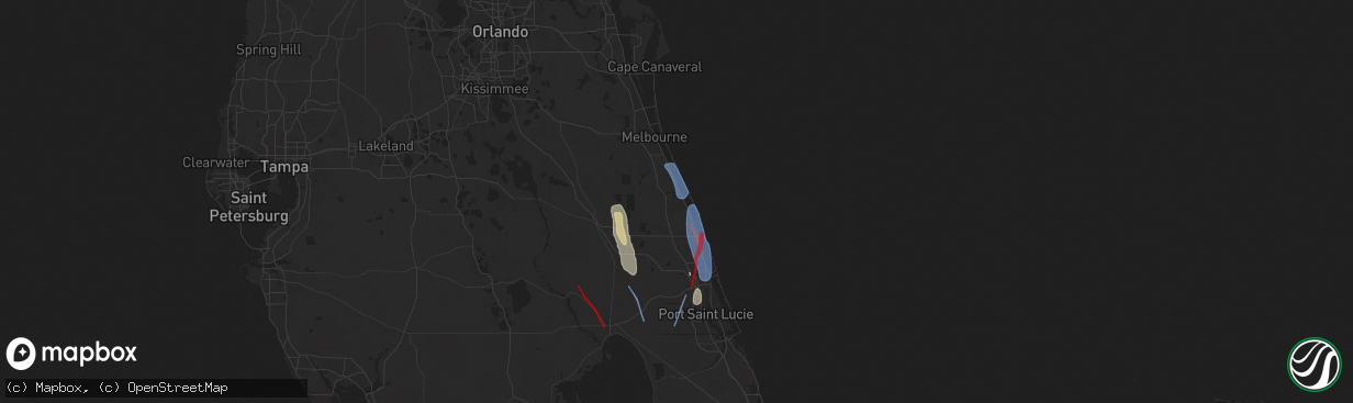 Hail map in Sebastian, FL on October 9, 2024