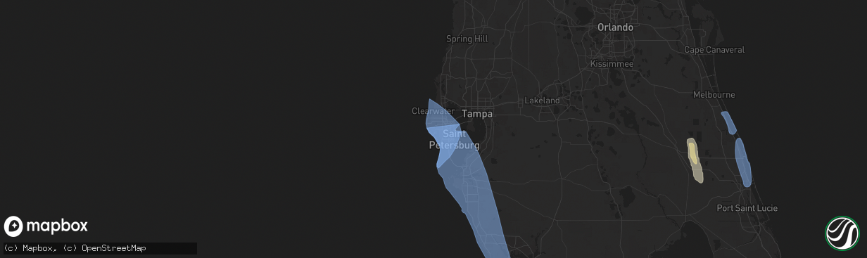 Hail map in Seminole, FL on October 9, 2024